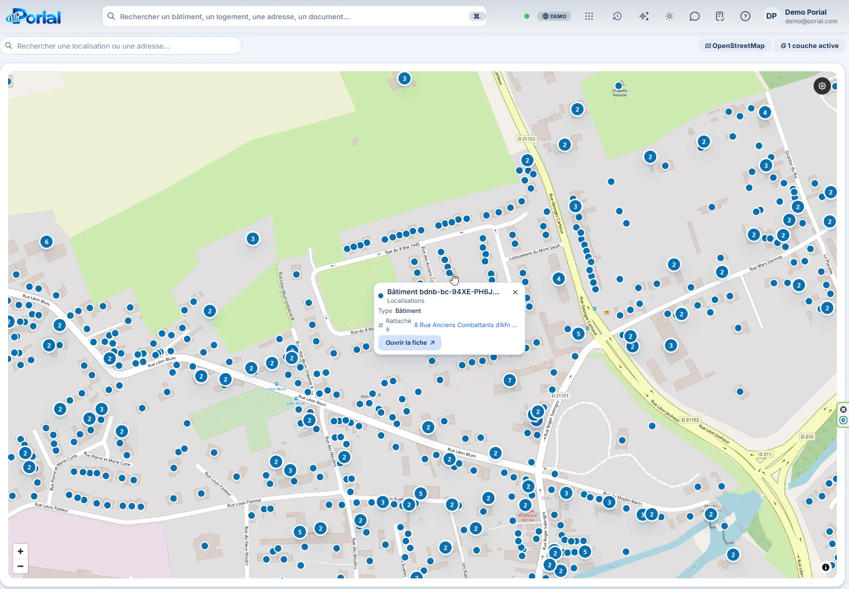 La carte de votre parc — Situez les bâtiments et accédez à leurs informations depuis la carte.
